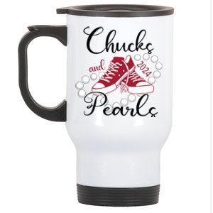 Chucks And Pearls Im With Her Kamala 2024 For President 47 Stainless Steel Travel Mug