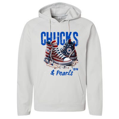 Chucks And Pearls Cute Women 2024 Performance Fleece Hoodie