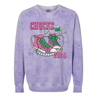 Chucks And Pearls IM With Her Kamala 2024 Colorblast Crewneck Sweatshirt