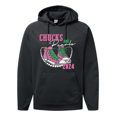 Chucks And Pearls IM With Her Kamala 2024 Performance Fleece Hoodie