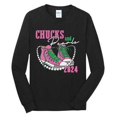 Chucks And Pearls IM With Her Kamala 2024 Tall Long Sleeve T-Shirt