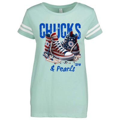 Chucks And Pearls Cute Women 2024 Enza Ladies Jersey Football T-Shirt