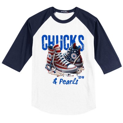 Chucks And Pearls Cute Women 2024 Baseball Sleeve Shirt