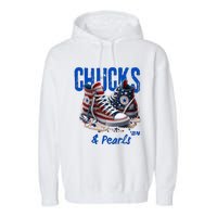 Chucks And Pearls Cute Women 2024 Garment-Dyed Fleece Hoodie