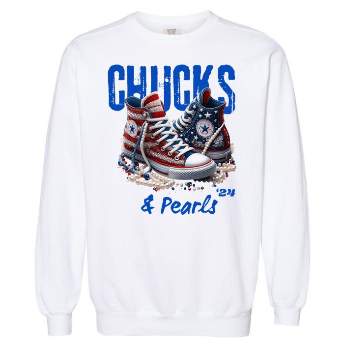 Chucks And Pearls Cute Women 2024 Garment-Dyed Sweatshirt