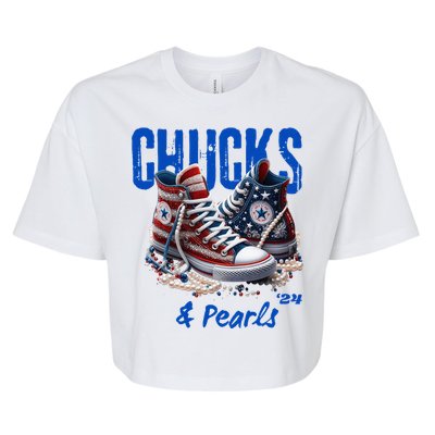 Chucks And Pearls Cute Women 2024 Bella+Canvas Jersey Crop Tee