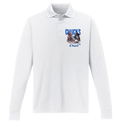 Chucks And Pearls Cute Women 2024 Performance Long Sleeve Polo