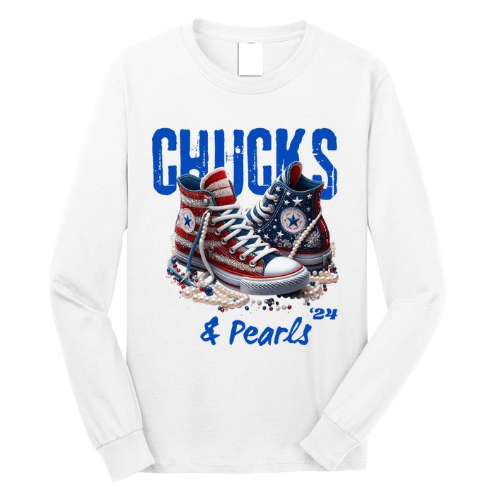 Chucks And Pearls Cute Women 2024 Long Sleeve Shirt