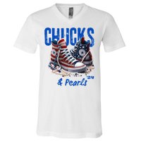 Chucks And Pearls Cute Women 2024 V-Neck T-Shirt