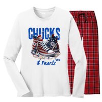 Chucks And Pearls Cute Women 2024 Women's Long Sleeve Flannel Pajama Set 