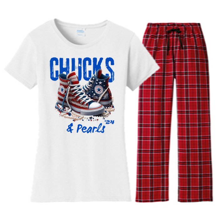 Chucks And Pearls Cute Women 2024 Women's Flannel Pajama Set