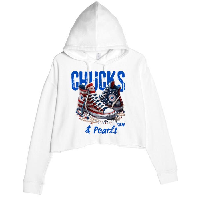 Chucks And Pearls Cute Women 2024 Crop Fleece Hoodie