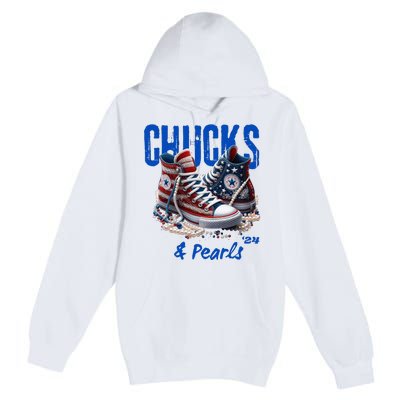 Chucks And Pearls Cute Women 2024 Premium Pullover Hoodie