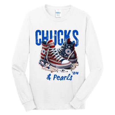 Chucks And Pearls Cute Women 2024 Tall Long Sleeve T-Shirt