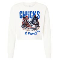 Chucks And Pearls Cute Women 2024 Cropped Pullover Crew