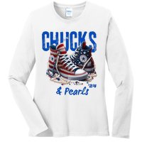 Chucks And Pearls Cute Women 2024 Ladies Long Sleeve Shirt