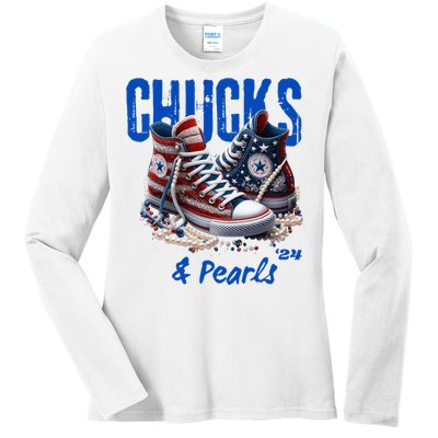 Chucks And Pearls Cute Women 2024 Ladies Long Sleeve Shirt