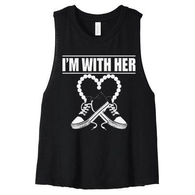 Chucks And Pearls Election 2024 Im With Her Kamala Women's Racerback Cropped Tank