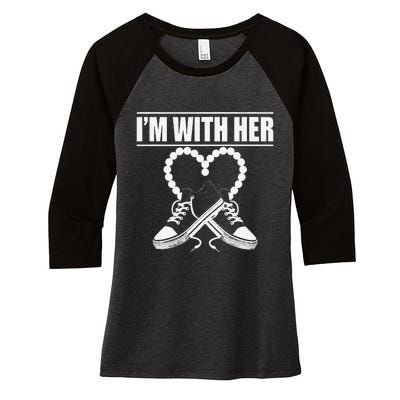 Chucks And Pearls Election 2024 Im With Her Kamala Women's Tri-Blend 3/4-Sleeve Raglan Shirt