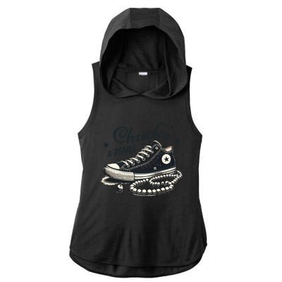 Chucks And Pearls IM With Her Kamala 2024 Retro Vintage Ladies PosiCharge Tri-Blend Wicking Draft Hoodie Tank