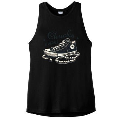 Chucks And Pearls IM With Her Kamala 2024 Retro Vintage Ladies PosiCharge Tri-Blend Wicking Tank