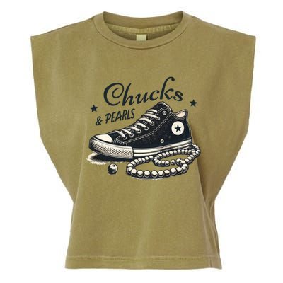 Chucks And Pearls IM With Her Kamala 2024 Retro Vintage Garment-Dyed Women's Muscle Tee