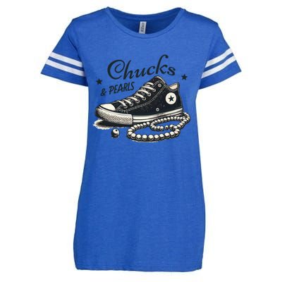 Chucks And Pearls IM With Her Kamala 2024 Retro Vintage Enza Ladies Jersey Football T-Shirt