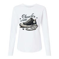 Chucks And Pearls IM With Her Kamala 2024 Retro Vintage Womens Cotton Relaxed Long Sleeve T-Shirt