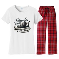 Chucks And Pearls IM With Her Kamala 2024 Retro Vintage Women's Flannel Pajama Set