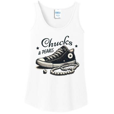 Chucks And Pearls IM With Her Kamala 2024 Retro Vintage Ladies Essential Tank