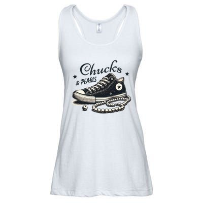 Chucks And Pearls IM With Her Kamala 2024 Retro Vintage Ladies Essential Flowy Tank