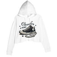 Chucks And Pearls IM With Her Kamala 2024 Retro Vintage Crop Fleece Hoodie