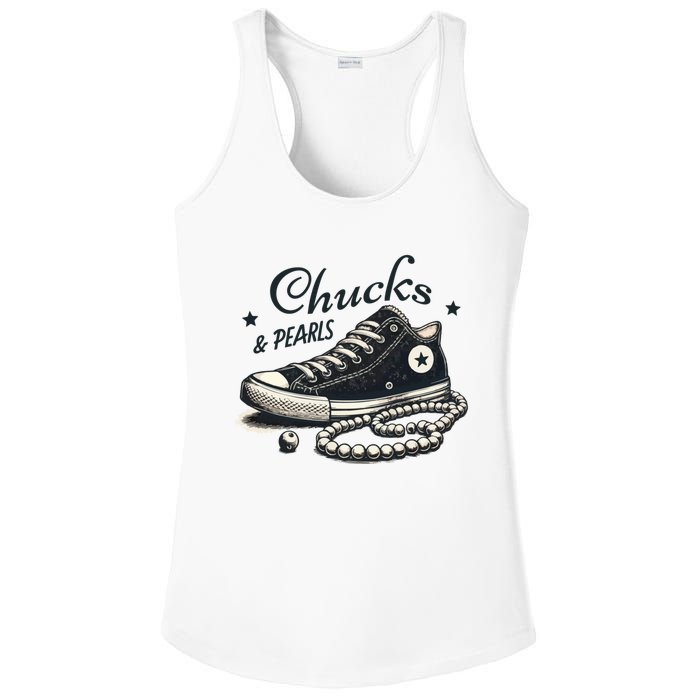 Chucks And Pearls IM With Her Kamala 2024 Retro Vintage Ladies PosiCharge Competitor Racerback Tank