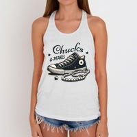 Chucks And Pearls IM With Her Kamala 2024 Retro Vintage Women's Knotted Racerback Tank