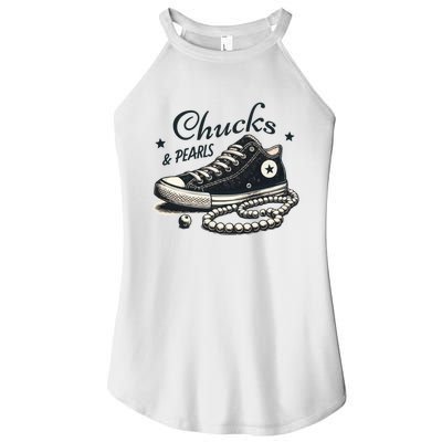 Chucks And Pearls IM With Her Kamala 2024 Retro Vintage Women's Perfect Tri Rocker Tank