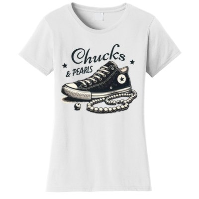 Chucks And Pearls IM With Her Kamala 2024 Retro Vintage Women's T-Shirt