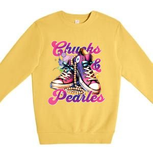 Chucks And Pearls Im With Her Kamala Premium Crewneck Sweatshirt