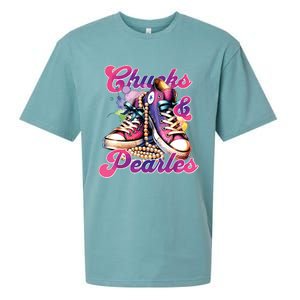 Chucks And Pearls Im With Her Kamala Sueded Cloud Jersey T-Shirt