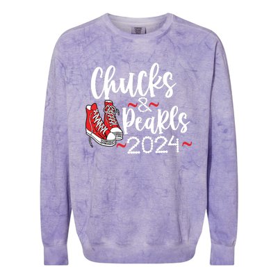 Chucks And Pearls 2024 Women Gift Colorblast Crewneck Sweatshirt