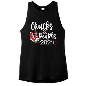 Chucks And Pearls 2024 Women Gift Ladies PosiCharge Tri-Blend Wicking Tank