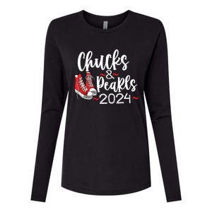 Chucks And Pearls 2024 Women Gift Womens Cotton Relaxed Long Sleeve T-Shirt