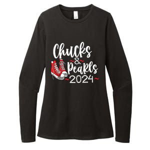 Chucks And Pearls 2024 Women Gift Womens CVC Long Sleeve Shirt