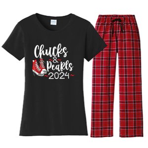 Chucks And Pearls 2024 Women Gift Women's Flannel Pajama Set