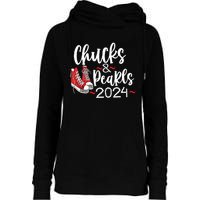 Chucks And Pearls 2024 Women Gift Womens Funnel Neck Pullover Hood