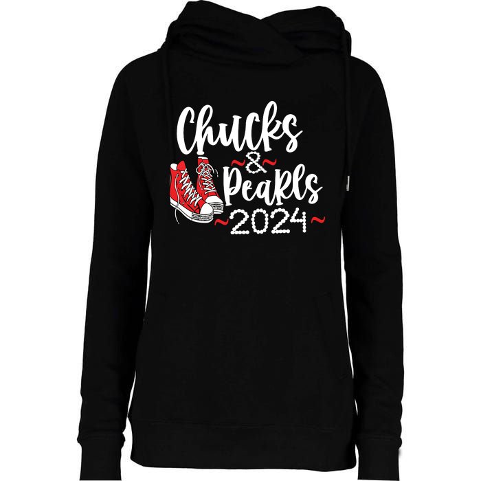 Chucks And Pearls 2024 Women Gift Womens Funnel Neck Pullover Hood