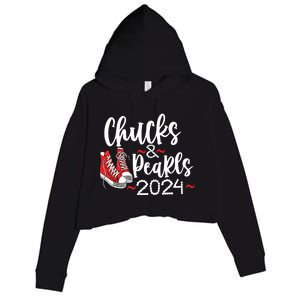 Chucks And Pearls 2024 Women Gift Crop Fleece Hoodie