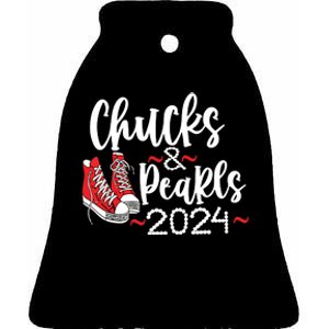 Chucks And Pearls 2024 Women Gift Ceramic Bell Ornament