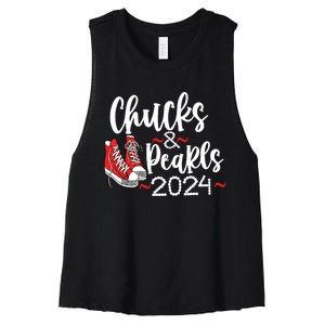 Chucks And Pearls 2024 Women Gift Women's Racerback Cropped Tank