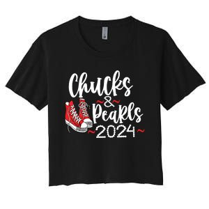 Chucks And Pearls 2024 Women Gift Women's Crop Top Tee