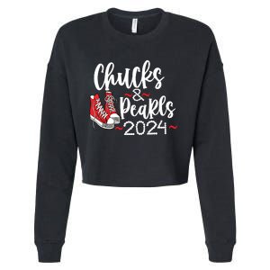 Chucks And Pearls 2024 Women Gift Cropped Pullover Crew